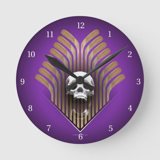 Skull & Sticks (Hockey) Round Clock Ronde Klok (Voorkant)