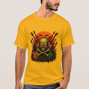 Skull & Strings Apparel gitaren en drums. T-shirt