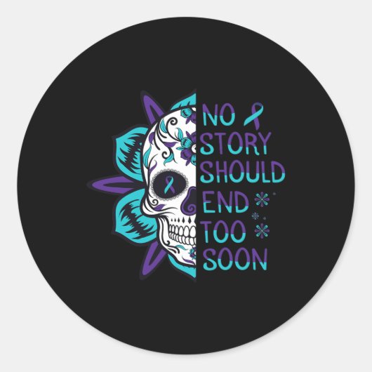 Skull Suicide Awareness Geestelijke gezondheid Ronde Sticker (Voorkant)