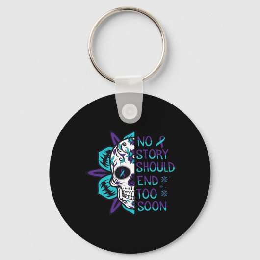 Skull Suicide Awareness Geestelijke gezondheid Sleutelhanger (Voorkant)