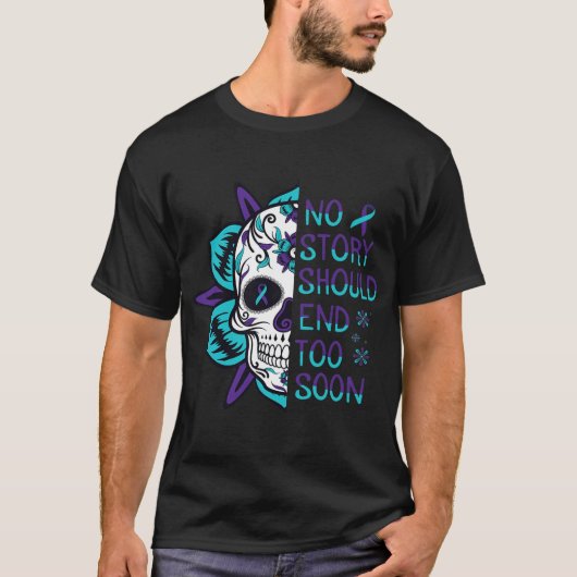 Skull Suicide Awareness Geestelijke gezondheid T-shirt (Voorkant)