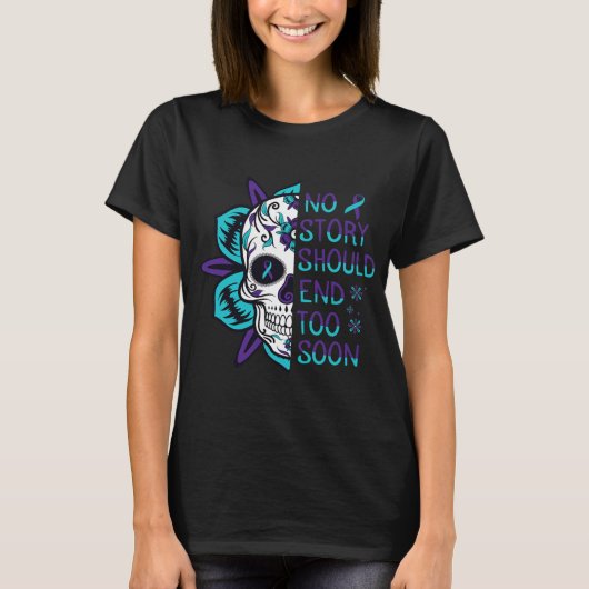 Skull Suicide Awareness Geestelijke gezondheid T-shirt (Voorkant)