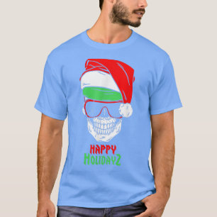 Skull Sunbril Santa Claus Pet Happy Holiday T-shirt