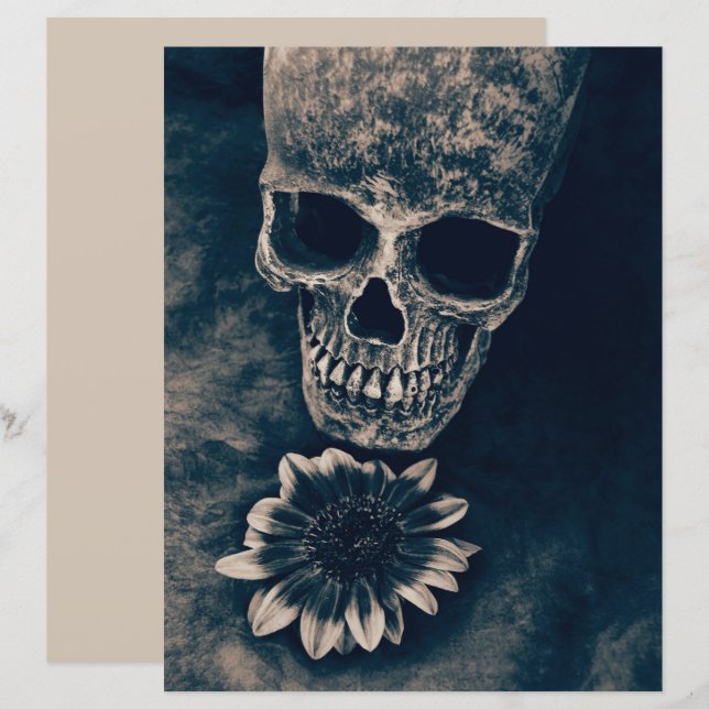 Skull Sunflower  Cyanotype Gothic (Voorkant / Achterkant)