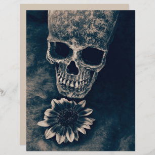 Skull Sunflower Cyanotype Gothic