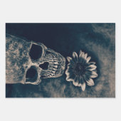 Skull Sunflower Cyanotype Gothic Inpakpapier Vel (Voorkant)