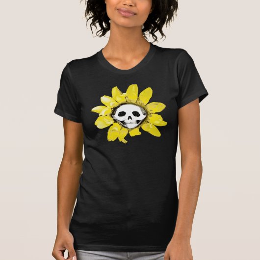 Skull Sunflower Print - Alle Mannen/Vrouwen/Kinder T-shirt (Voorkant)
