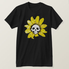Skull Sunflower Print - Alle Mannen/Vrouwen/Kinder T-shirt