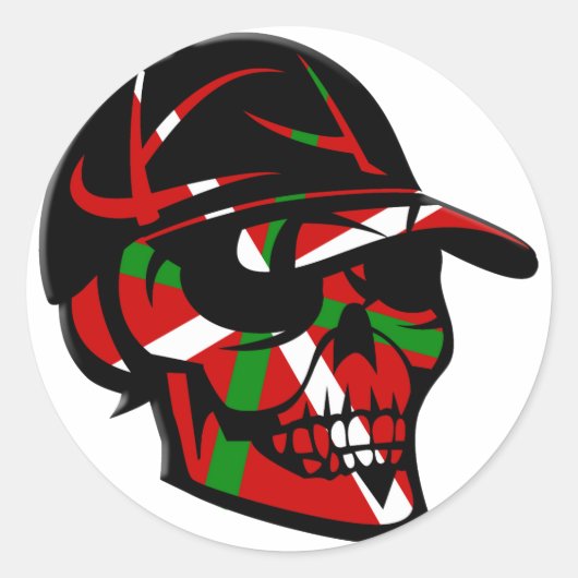 Skull surfeur Basque Ronde Sticker (Voorkant)