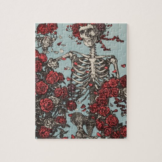 Skull Surrounded by Roses Legpuzzel (Verticaal)