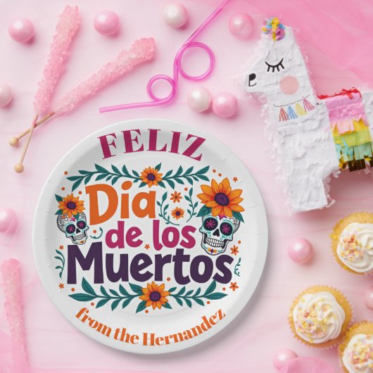💀🎉Skull Swirl Serveware, de Día de los Muertos Papieren Bordje (Feest)