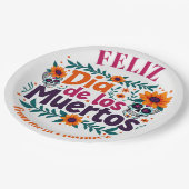 💀🎉Skull Swirl Serveware, de Día de los Muertos Papieren Bordje (Gekanteld)