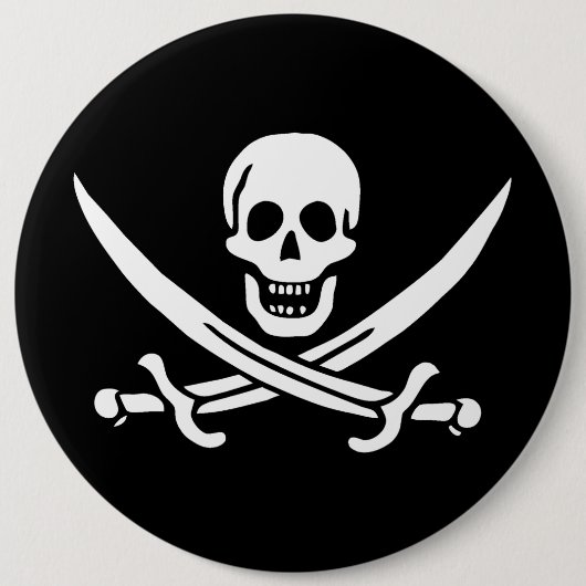 Skull & Swords Pirate vlag van Calico Jack Ronde Button 6,0 Cm (Voorkant)