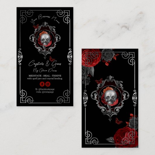Skull Tarot Design Black Visitekaartje (Voorkant / Achterkant)