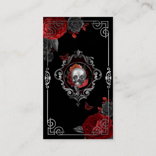 Skull Tarot Design Black Visitekaartje (Achterkant)
