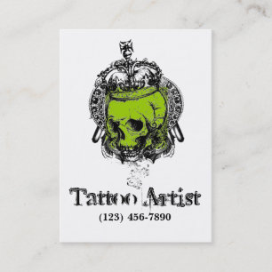 Skull Tattoo Artist Visitekaartje Black Green