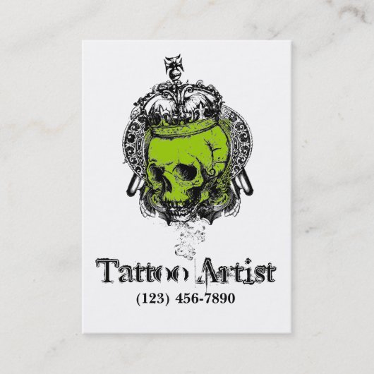 Skull Tattoo Artist Visitekaartje Black Green (Voorkant)