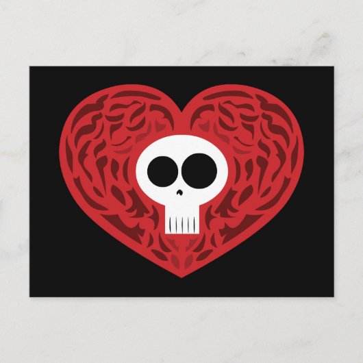 Skull Tattoo Heart Briefkaart (Voorkant)