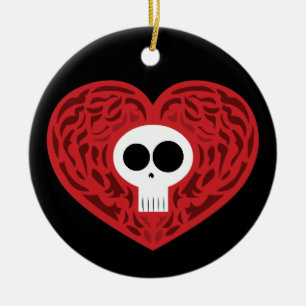 Skull Tattoo Heart Keramisch Ornament