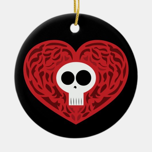 Skull Tattoo Heart Keramisch Ornament (Voorkant)