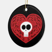 Skull Tattoo Heart Keramisch Ornament (Links)