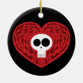 Skull Tattoo Heart Keramisch Ornament (Achterkant)