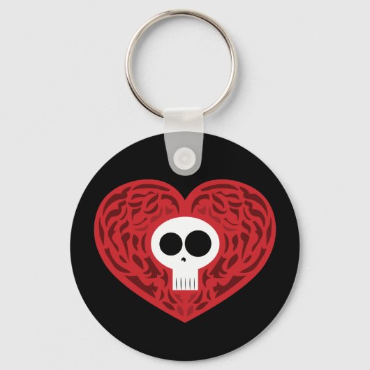 Skull Tattoo Heart Sleutelhanger (Voorkant)