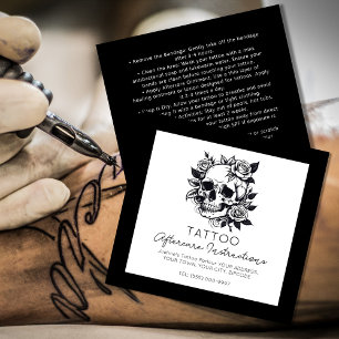 Skull Tattoo Nazorg Instructies Stijlvol Vierkante Visitekaartje