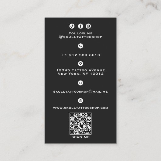 Skull Tattoo Shop Visitekaartje (Achterkant)