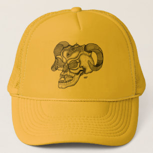 Skull Teufelschädel schwarz weiß Zeichnung Trucker Pet
