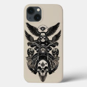 Skull-Thema Motorfiets met vleugels Case-Mate iPhone Case (Achterkant)