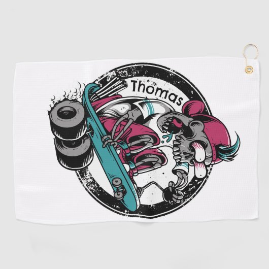 Skull Thrill: Rijden of sterven Gepersonaliseerd Golfhanddoek (Horizontaal)