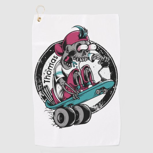 Skull Thrill: Rijden of sterven Gepersonaliseerd Golfhanddoek (Voorkant)