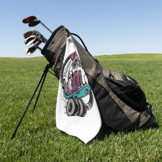 Skull Thrill: Rijden of sterven Gepersonaliseerd Golfhanddoek (Groen)