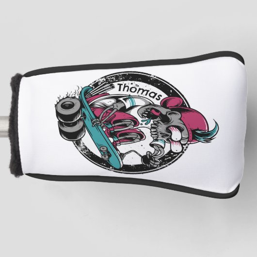 Skull Thrill: Rijden of sterven Gepersonaliseerd Golfheadcover (Voorkant)