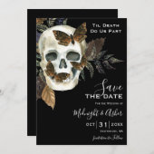 Skull Til Death Do ons Part Save the Date Kaart (Voorkant / Achterkant)