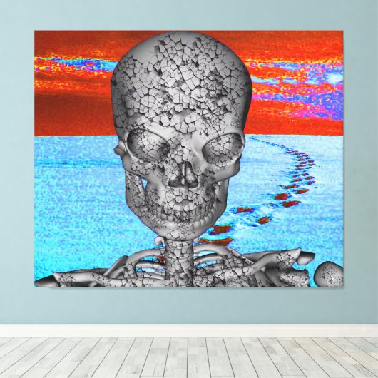 Skull Time Traveler Canvas Afdruk (Insitu (Houten vloer))