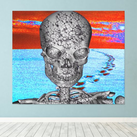 Skull Time Traveler Canvas Afdruk (Insitu (Houten vloer))