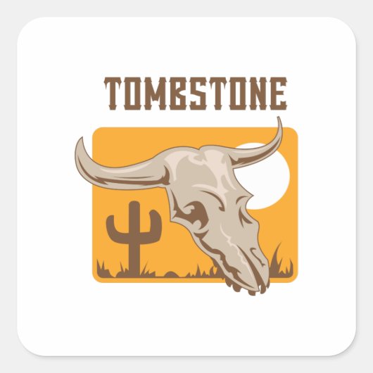 SKULL TOMBSTONE AZ VIERKANTE STICKER (Voorkant)