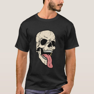 Skull Tongue Out Halloween Spooky Skeleton Botten T-shirt