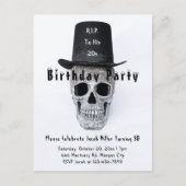 Skull Top Hat Black White RIP naar zijn twintig Uitnodiging Briefkaart (Voorkant)