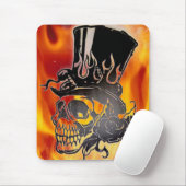 Skull Top Hat Flames & Rozen Mousepad Muismat (Met muis)