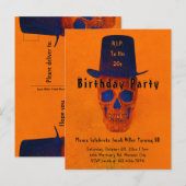 Skull Top Hat Oranje Blue RIP naar zijn 20s Uitnodiging Briefkaart (Voorkant / Achterkant)