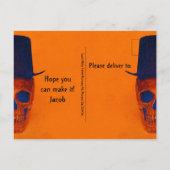 Skull Top Hat  Oranje Blue RIP naar zijn 20s Uitnodiging Briefkaart (Achterkant)