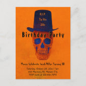 Skull Top Hat  Oranje Blue RIP naar zijn 20s Uitnodiging Briefkaart (Voorkant)