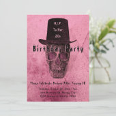 Skull Top Hat  Roze RIP naar haar 20s Kaart (Staand voorkant)
