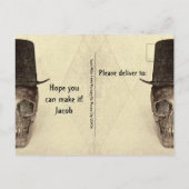 Skull Top Hat  Sepia RIP tot zijn 40er eeuw Uitnodiging Briefkaart (Achterkant)