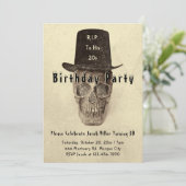 Skull Top Hat  Sepia RIP tot zijn twintig Kaart (Staand voorkant)