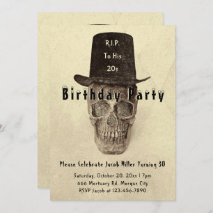 Skull Top Hat  Sepia RIP tot zijn twintig Kaart