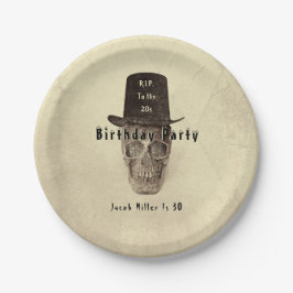 Skull Top Hat  Sepia RIP tot zijn twintig Papieren Bordje